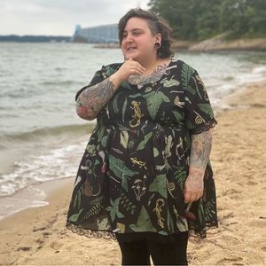 Cosmic Drifters woodland print babydoll dress